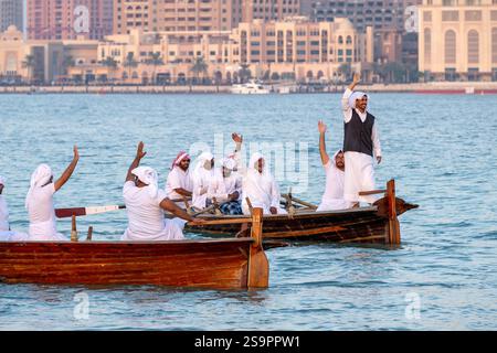 Traditionelles arabisches Fischerleben traditionelles Dhow-Festival Katara Doha Katar Stockfoto