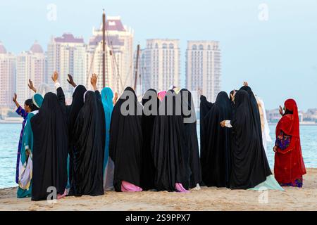 Traditionelles arabisches Fischerleben traditionelles Dhow-Festival Katara Doha Katar Stockfoto