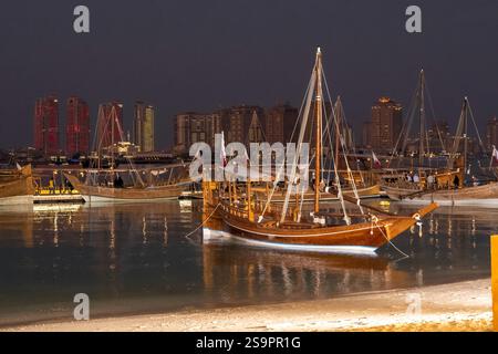 Traditionelles arabisches Fischerleben traditionelles Dhow-Festival Katara Doha Katar Stockfoto