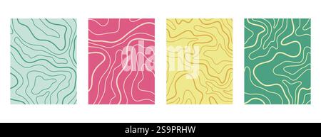 Topographiehintergrund. Topografische Kartentextur festgelegt Stock Vektor