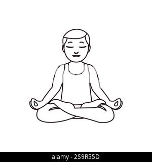 Yoga Mann Illustration Zeichen Symbol Vektor Emoji Lotus Wellness Stock Vektor