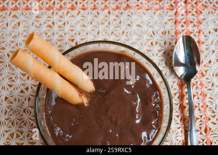 Mousse au Chocolat. Schließen Sie die Ansicht. Stockfoto