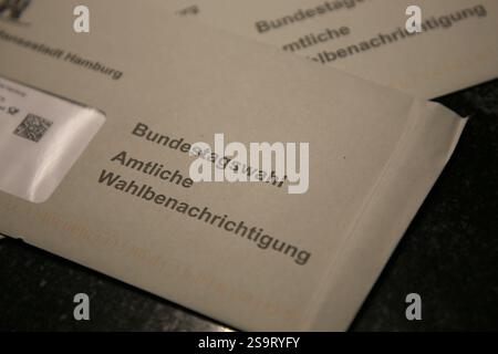 Hamburg, Deutschland - 01 27 2025, Wahlbenachrichtigung für die Bundestagswahl 2025 am 23. Februar in Deutschland Stockfoto