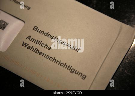 Hamburg, Deutschland - 01 27 2025, Wahlbenachrichtigung für die Bundestagswahl 2025 am 23. Februar in Deutschland Stockfoto