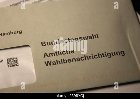 Hamburg, Deutschland - 01 27 2025, Wahlbenachrichtigung für die Bundestagswahl 2025 am 23. Februar in Deutschland Stockfoto