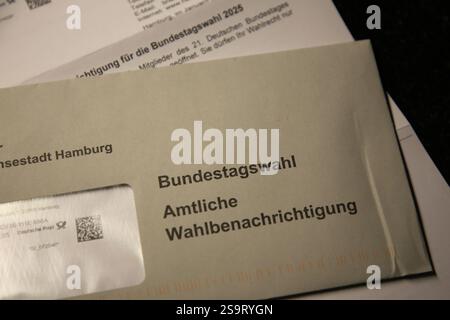 Hamburg, Deutschland - 01 27 2025, Wahlbenachrichtigung für die Bundestagswahl 2025 am 23. Februar in Deutschland Stockfoto