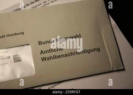 Hamburg, Deutschland - 01 27 2025, Wahlbenachrichtigung für die Bundestagswahl 2025 am 23. Februar in Deutschland Stockfoto