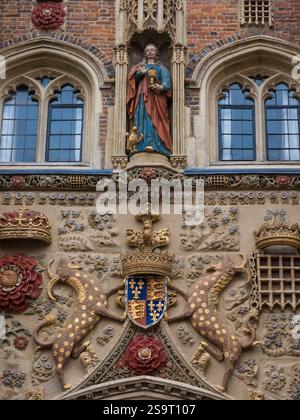 Detail, Great Gate, St Johns College, Universität Cambridge, Cambridge, Cambridgeshire, England, Großbritannien, GB. Stockfoto