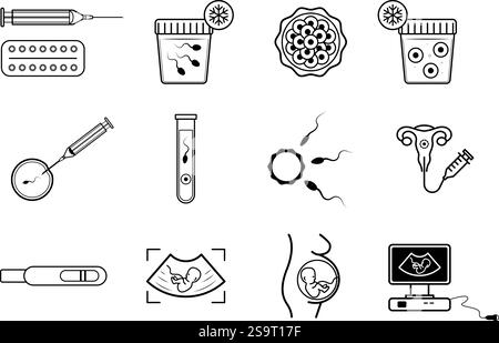 Abbildung des IVF-Symbolsatzes Stock Vektor