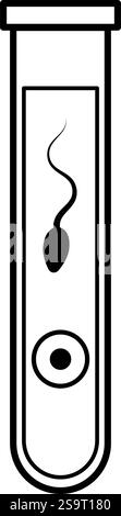 Abbildung des Symbols für IVF mit Reagenzglas und Sperma Stock Vektor