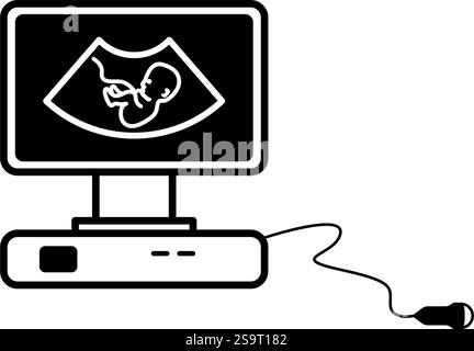 Das Ultraschallgerät zeigt die Symboldarstellung des Fetus während der Schwangerschaft an Stock Vektor