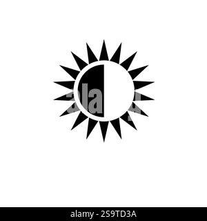 Sonnenfinsternis, ausgerichtete Sonne und Mond Solid Flat Vector Symbol isoliert auf weißem Hintergrund. Stock Vektor