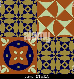 Geometrisches nahtloses Muster, abstrakter Flickwerk orientalischer Stil Vektor. Geometrie Bodenfliesen Design. Marokkanische, spanische und portugiesische Azulejos-Keramik Stock Vektor
