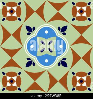 Geometrisches nahtloses Muster, abstrakter orientalischer Stilvektor. Geometrie-Kacheln-Design. Marokkanisches, spanisches und portugiesisches Azulejos-Keramikdesign. Stock Vektor
