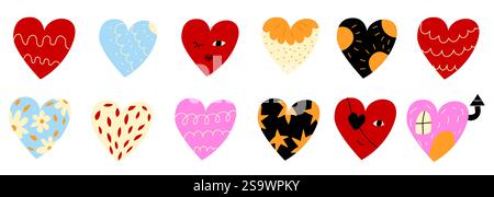 Set süßer Herzen für den Valentinstag Stock Vektor