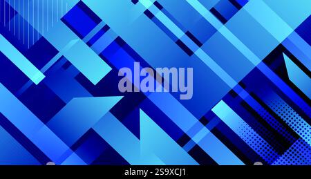 Abstrakter überlappender dunkelblauer Hintergrund mit leerem Raum-Design, abstrakter klassischer blauer geometrischer Hintergrund mit verschmelzenden rechteckigen Formen. Stock Vektor