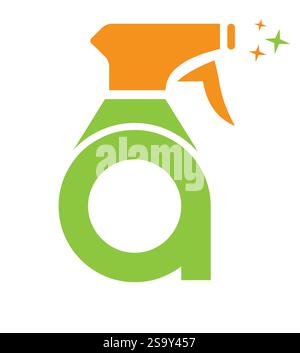 Initial Letter A House Cleaning Logo Concept with Hygiene Sprays Symbol Stock Vektor