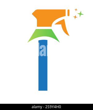 Initial Letter I House Cleaning Logo Konzept mit Hygiene Sprays Symbol Stock Vektor