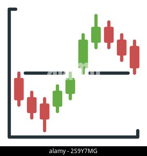 Kryptowährung Candlestick Chart Vector Analytics Konzept einfaches Symbol oder Symbol Stock Vektor