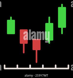 Rotes und grünes Candlestick Chart Vektor Crypto Trading and Price Action Konzept farbiges Symbol oder Logo Element Stock Vektor