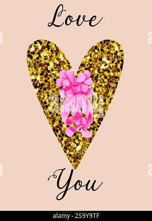 Aquarell valentinstag Liebe Sie Vektorkarte mit Herz und Bogen Illustration, kreatives Konzept der Happy Valentinstag Karten Set. Moderne abstrakte Kunst des Stock Vektor