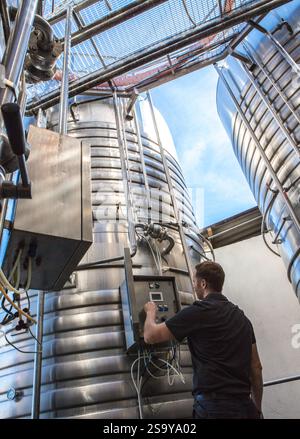 FRANKREICH. HAUTE-CORSE ((2B) BORGO. GENOSSENSCHAFT UVAL (UNION DES VIGNERONS ASSOCIES DU LEVANT) Stockfoto
