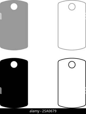 Hund Tag Militär Soldat Tiermarken für Kragen Set Icon grau schwarz Farbe Vektor Illustration Bild einfache feste Füllung Umrisslinie dünne flache Art. Hund Tag Militär Soldat Tiermarken für Kragen Set Symbol grau schwarz Farbe Vektor Illustration Bild Solid füllen Umriss Linie dünne flache Stil Stock Vektor