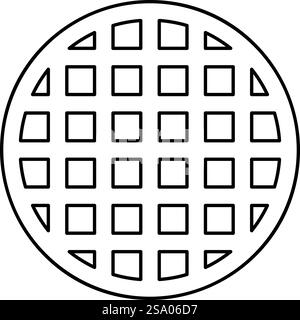 Gitter Gitter Gitter Gitter Gitter Gitter Gitter Grill Grillfläche rund Form Kontur Umrisslinie Symbol schwarz Farbe Vektor Illustration Bild dünn flach Stil einfach. Gitter Gitter Gitter Gitter Gitter Gitter Gitter Grill Grillfläche rund Form Kontur Umrisslinie Symbol schwarz Farbe Vektor Illustration Bild dünn flach Stil Stock Vektor