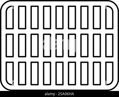 Gitter Gitter Gitter Gitter Gitter Gitter Gitter Grill Grillfläche rechteckige Form Rundheit Kontur Linie Symbol Schwarz Farbe Vektor Illustration Bild dünn flach Stil einfach. Gitter Gitter Gitter Gitter Gitter Gitter Gitter Grill Grillfläche rechteckige Form Rundheit Kontur Linie Symbol schwarze Farbe Vektor Illustration Bild dünn flach Stil Stock Vektor