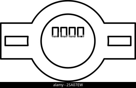 Wasserzähler Messung Sanitärausrüstung Kontur Umrisslinie Symbol Schwarz Farbe Vektor Illustration Bild dünn flach Stil einfach. Wasserzähler Messung Sanitärausrüstung Kontur Umrisslinie Symbol schwarze Farbe Vektor Illustration Bild dünn flach Stil Stock Vektor