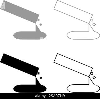 Beton gießt Guss Set Symbol grau schwarz Farbe Vektor Illustration Bild einfache Vollfüllung Kontur Linie dünn flach Stil. Beton gießt Guss Set Symbol grau schwarz Farbe Vektor Illustration Bild Vollflächig füllen Kontur Linie dünn flach Stil Stock Vektor