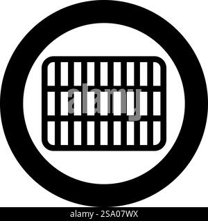 Gitter Gitter Gitter Gitter Gitter Gitter Gitter Grill Grillfläche Rechteck Form Rundheit Symbol im Kreis rund schwarz Farbe Vektor Illustration Bild Solid Umriss Stil einfach. Gitter Gitter Gitter Gitter Gitter Gitter Gitter Grill Grillfläche Rechteck Form Rundheit Symbol im Kreis rund schwarz Farbe Vektor Illustration Bild einfarbig Umriss Stil Stock Vektor