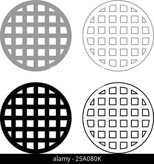 Gitter Gitter Gitter Gitter Gitter Gitter Gitter Grill Grillfläche Runde Form Set Symbol grau schwarz Farbe Vektor Illustration Bild einfache Vollfüllung Umrisslinie dünne flache Art. Gittergitter Gitter Gitter Gitter Gitter Gitter Gitter Grill Grillfläche Runde Form Set Symbol grau schwarz Farbe Vektor Illustration Bild Vollflächige Füllung Kontur Linie dünn flach Stil Stock Vektor