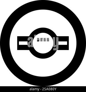 Wasserzähler messen Sanitärausrüstung Symbol im Kreis rund schwarz Farbe Vektor Illustration Bild solide Umrissstil einfach. Wasserzähler messen Sanitär-Ausrüstung Symbol im Kreis rund schwarz Farbe Vektor Illustration Bild solide Umrissstil Stock Vektor