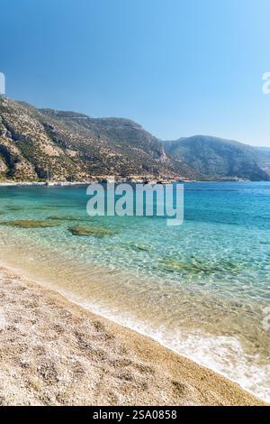Blick auf wunderbares Meerwasser vom Oludeniz Beach in der Türkei Stockfoto