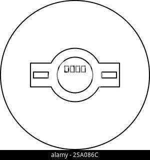 Wasserzähler messen Sanitär-Ausrüstung Symbol im Kreis rund schwarz Farbe Vektor Illustration Bild Umriss Kontur Linie dünne Art einfach. Wasserzähler Messung Sanitärausrüstung Symbol im Kreis rund schwarz Vektor Illustration Bild Umriss Kontur Linie dünn Stil Stock Vektor