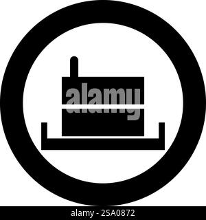 Mühlstein manuell alte Steinmühle Mehl Produktion Mahlkorn mit Griffhalter Symbol im Kreis rund schwarz Farbe Vektor Illustration Bild solide Umrissart einfach. Mühlstein manuell alte Steinmühle Mehl Produktion Mahlkorn mit Griffhalter Symbol im Kreis rund schwarz Farbe Vektor Illustration Bild solide Umrissart Stock Vektor