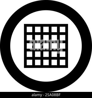 Gitter Gitter Gitter Gitter Gitter Gitter Gitter Grill Grillfläche quadratische Form Symbol im Kreis rund schwarz Farbe Vektor Illustration Bild Solid Umriss Stil einfach. Gitter Gitter Gitter Gitter Gitter Gitter Gitter Grill Grillfläche quadratische Form Symbol im Kreis rund schwarz Farbe Vektor Illustration Bild einfarbige Umrissart Stock Vektor