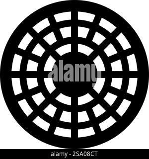 Kanalluke Mannloch Abdeckung Symbol schwarz Farbe Vektor Illustration Bild flach Stil einfach. Kanalluke Mannloch Abdeckung Symbol schwarz Farbe Vektor Illustration Bild flach Stil Stock Vektor