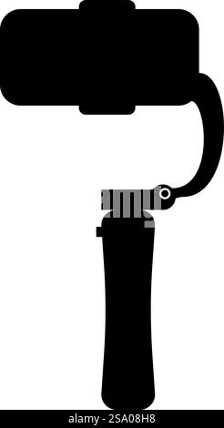 Gimbal mobiler Stabilisator für Smartphone Kamera Handy Steady Cam Symbol schwarz Farbe Vektor Illustration Bild flach Stil einfach. Gimbal mobiler Stabilisator für Smartphone Kamera Handy Steady Cam Symbol Schwarz Farbe Vektor Illustration Bild flach Stil Stock Vektor