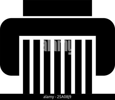 Aktenvernichter vertraulich Papierschleifer Dokument Bürowerkzeuge Symbol Schwarz Farbe Vektor Illustration Bild flach Stil einfach. Aktenvernichter vertraulich Papierschleifer Dokument Bürowerkzeuge Symbol Schwarz Farbe Vektor Illustration Bild flach Stil Stock Vektor