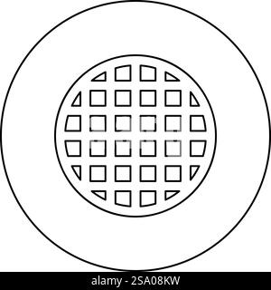 Gitter Gitter Gitter Gitter Gitter Gitter Gitter Grill Grillfläche runde Form Symbol im Kreis rund schwarz Farbe Vektor Illustration Bild Umriss Kontur Linie dünn Stil einfach. Gitter Gitter Gitter Gitter Gitter Gitter Gitter Grill Grillfläche runde Form Symbol im Kreis rund schwarz Farbe Vektor Illustration Bild Umriss Kontur Linie dünner Stil Stock Vektor