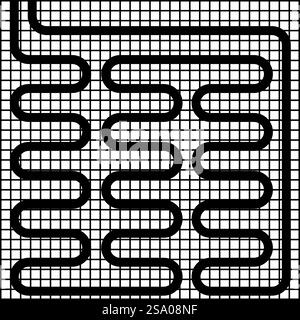 Elektrische Fußbodenheizung warm beheizt Symbol schwarz Farbe Vektor Illustration Bild flach Stil einfach. Elektrische Fußbodenheizung warm beheizt Symbol Schwarz Farbe Vektor Illustration Bild flach Stil Stock Vektor