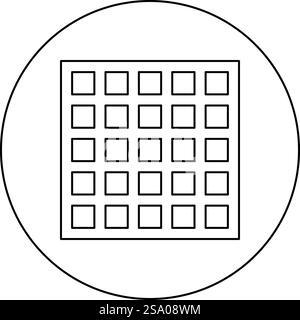 Gitter Gitter Gitter Gitter Gitter Gitter Gitter Grill Grillfläche quadratische Form Symbol im Kreis rund schwarz Farbe Vektor Illustration Bild Umriss Kontur Linie dünn Stil einfach. Gitter Gitter Gitter Gitter Gitter Gitter Gitter Grill Grillfläche quadratische Form Symbol im Kreis rund schwarz Farbe Vektor Illustration Bild Umriss Kontur Linie dünn Stil Stock Vektor