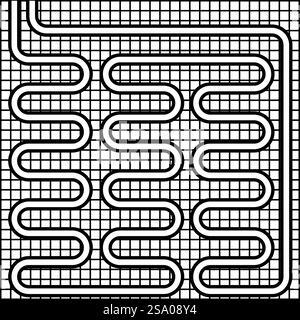 Elektrische Fußbodenheizung warm beheizt Kontur Umrisslinie Symbol schwarz Farbe Vektor Illustration Bild dünn flach Stil einfach. Elektrische Fußbodenheizung warm beheizt Konturlinie Symbol schwarze Farbe Vektor Illustration Bild dünn flach Stil Stock Vektor