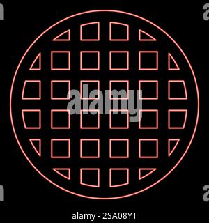Neon Gittergitter Gitter Gitter Gitter Gitter Gitter Grill Grillfläche runde Form rote Farbe Vektor Illustration Bild flache Art Licht. Neon Gittergitter Gitter Gitter Gitter Gitter Gitter Grill Grillfläche runde Form rote Farbe Vektor Illustration Bild flache Art Stock Vektor