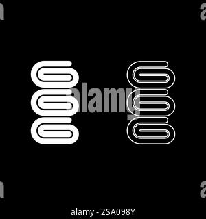 Set Handtücher Stapel gefalteter Badservietten Set Symbol weiß Farbe Vektor Illustration Bild einfache Vollfüllung Umrisslinie dünne flache Art. Set Handtücher Stapel gefalteter Badservietten Set Symbol weiß Farbe Vektor Illustration Bild Vollflächig füllen Kontur Linie dünn flach Stil Stock Vektor