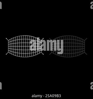 Netzseil Netz Set Symbol weiß Farbe Vektor Illustration Bild einfache Vollfüllung Kontur Linie dünne flache Art. Netzseil Netz Set Symbol weiß Farbe Vektor Illustration Bild Vollflächig füllen Kontur Linie dünn flach Stil Stock Vektor