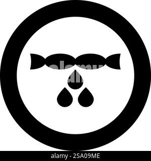 Trocknen von Kleidung Entfernen Drücken Wassertropfen Tropfen fallen fallen aus Wäschekonzept Symbol im Kreis rund schwarz Farbe Vektor Illustration Bild solide Umrissstil einfach. Trocknen von Kleidung Entfernen Drücken Wassertropfen Tropfen fallen aus Wäschekonzept Symbol im Kreis rund schwarze Farbe Vektor Illustration Bild einfarbig Umrissstil Stock Vektor