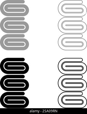 Set Handtücher Stapel gefalteter Badservietten Set Symbol grau schwarz Farbe Vektor Illustration Bild einfache Vollfüllung Umrisslinie dünne flache Art. Set Handtücher Stapel gefalteter Badservietten Set Symbol grau schwarz Farbe Vektor Illustration Bild Solid füllen Kontur Linie dünn flach Stil Stock Vektor